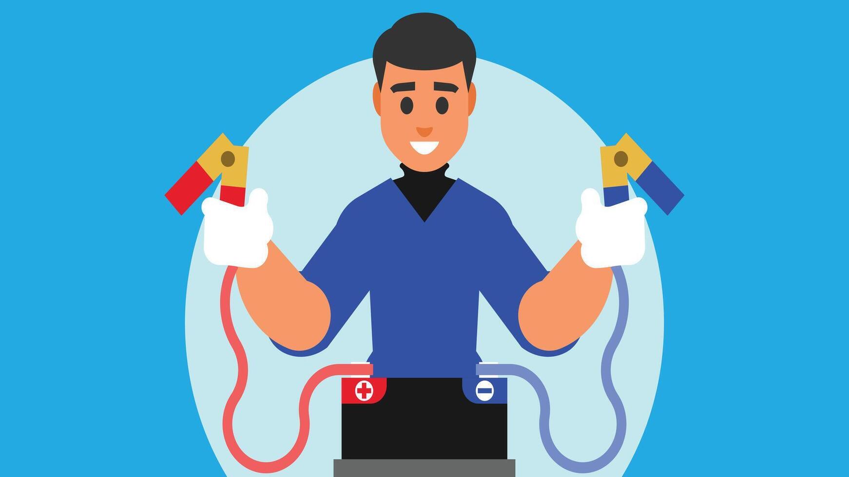 Mechanic technician in a car workshop doing inspection illustration vector