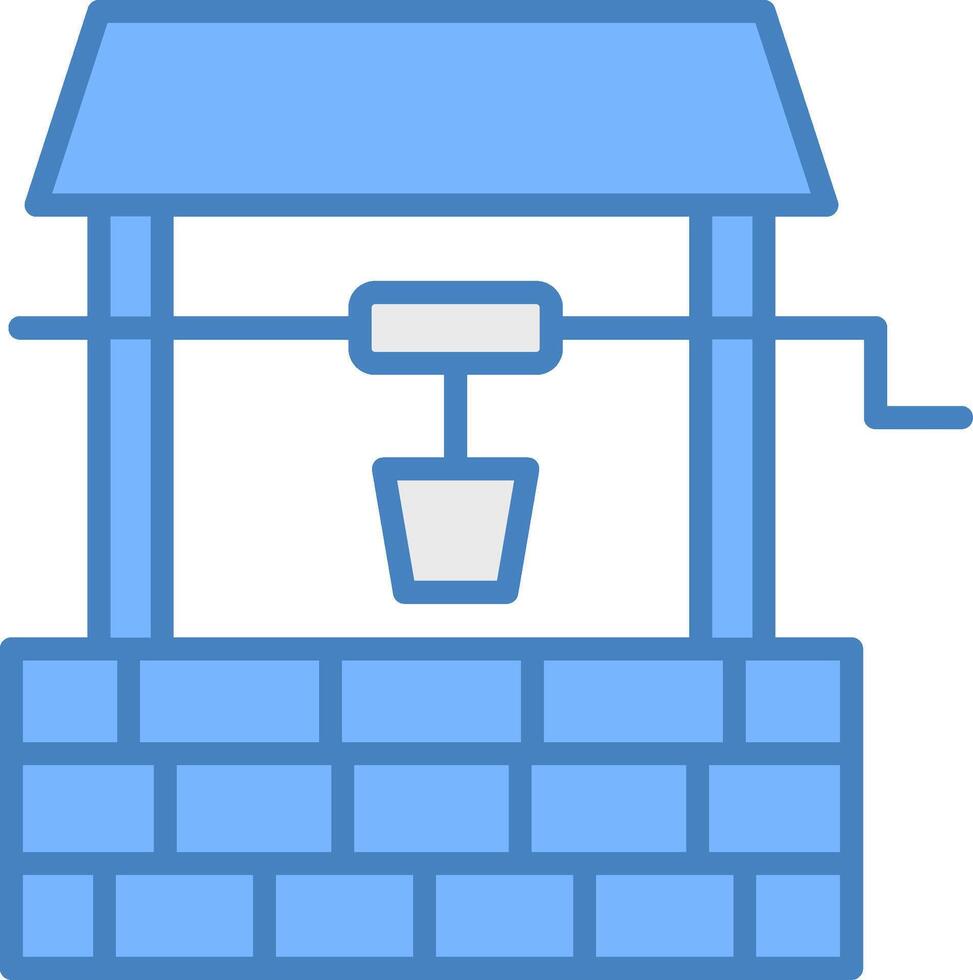 Water Well Line Filled Blue Icon vector