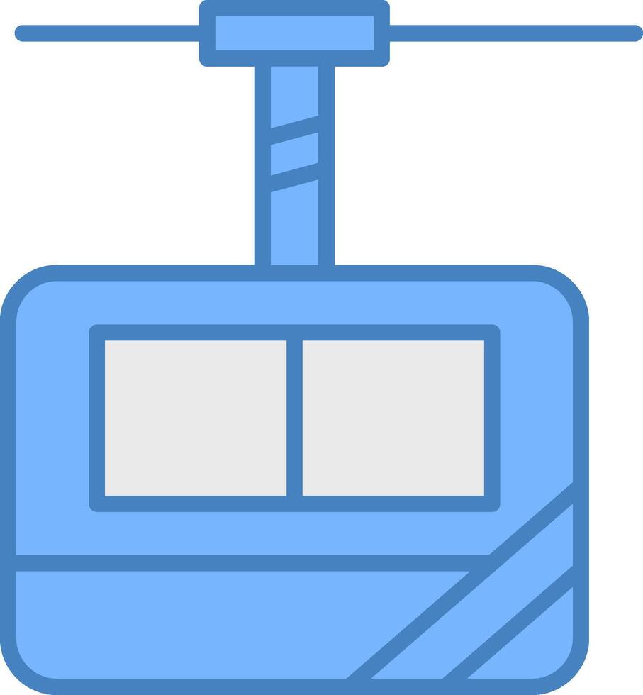 cable coche cabina línea lleno azul icono vector