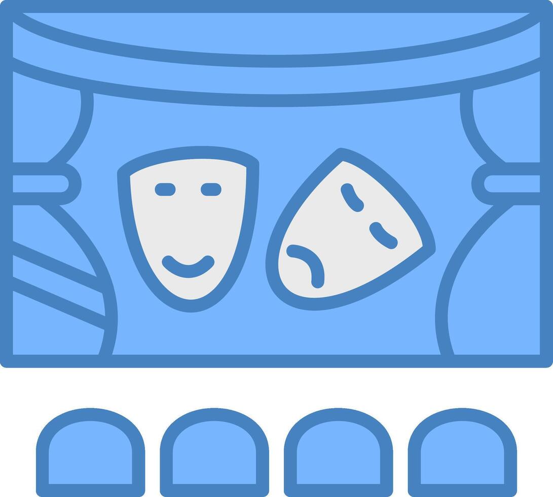 Theatre Line Filled Blue Icon vector