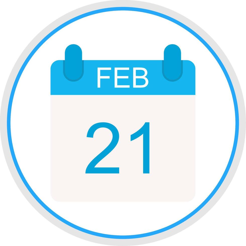 February Flat Circle Icon vector