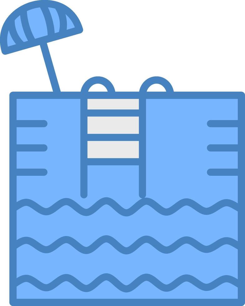 Swimming Pool Line Filled Blue Icon vector