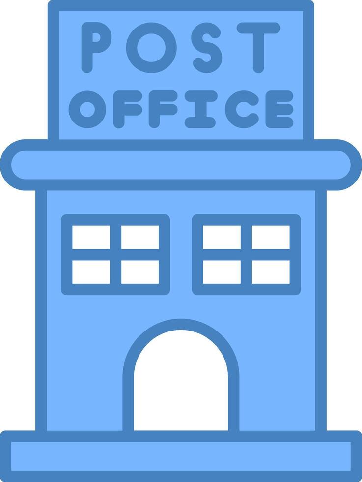 Post Office Line Filled Blue Icon vector