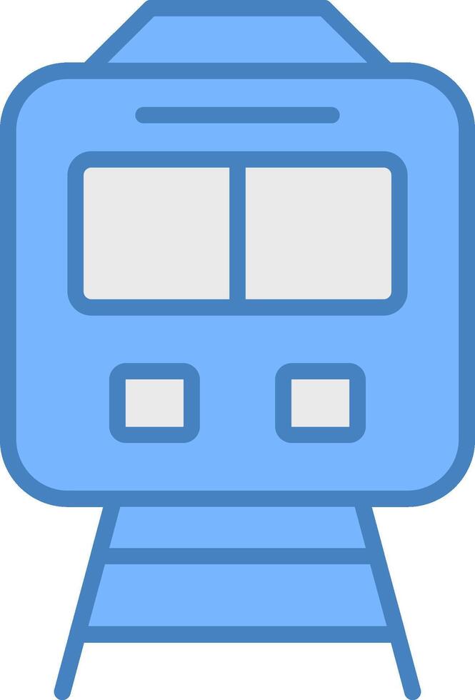 Train Line Filled Blue Icon vector