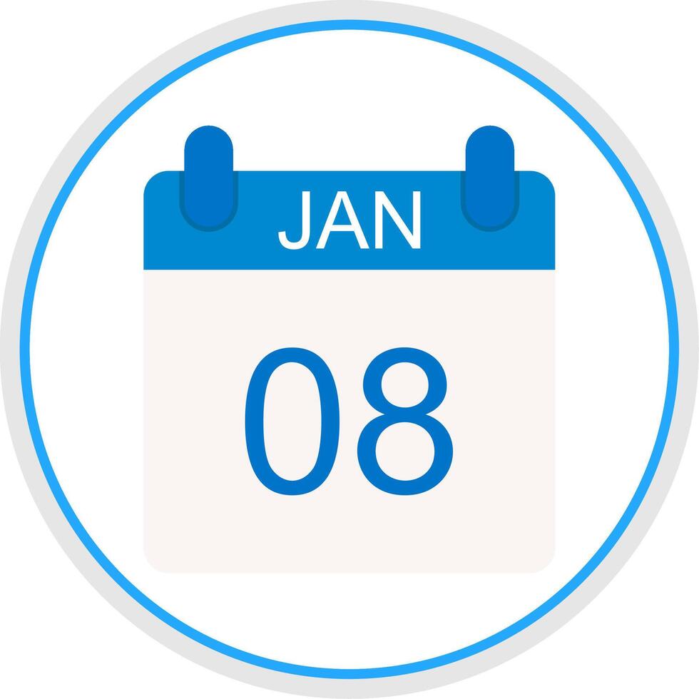 January Flat Circle Icon vector