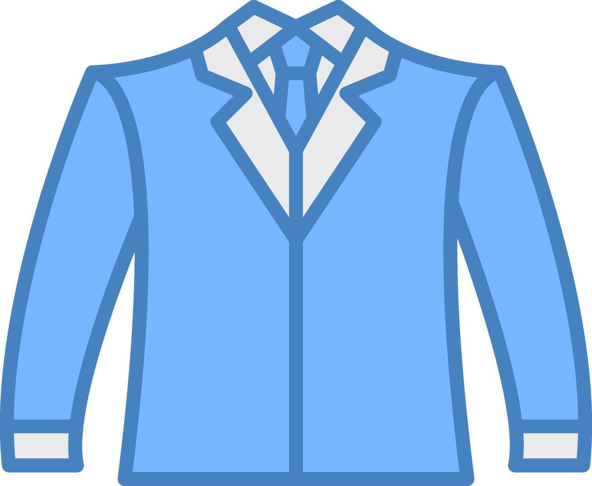 traje línea lleno azul icono vector