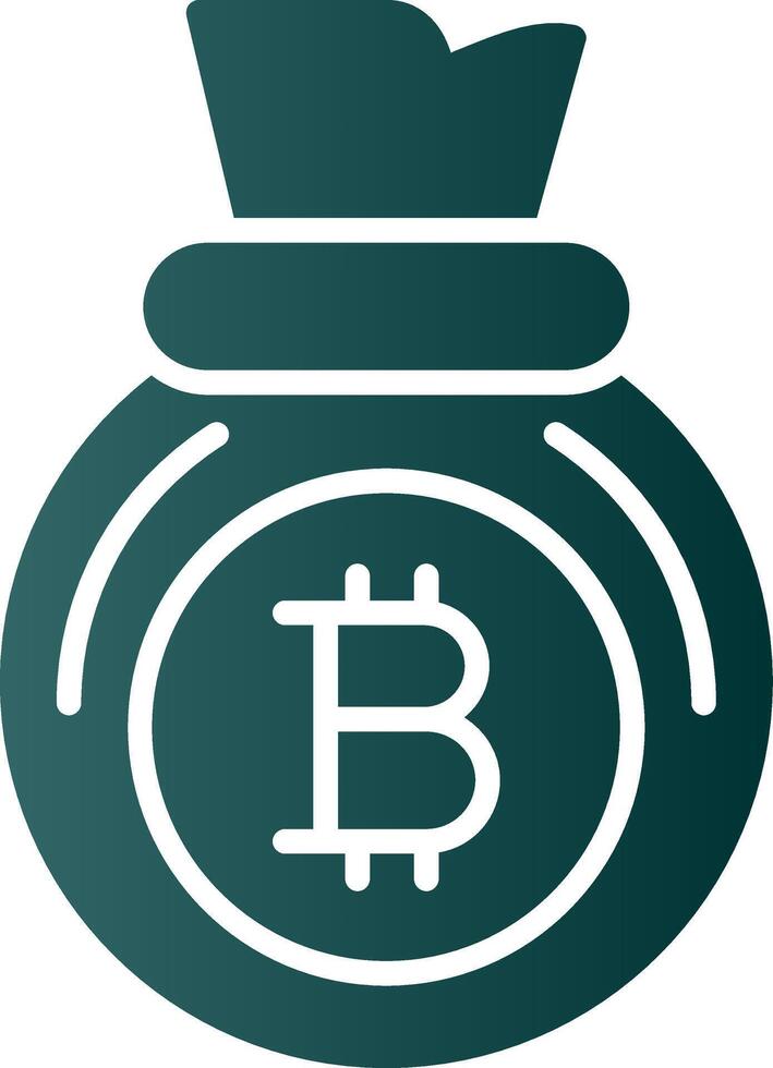 bitcoin bolso glifo degradado icono vector
