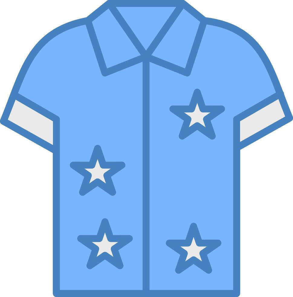 Hawaiian Shirt Line Filled Blue Icon vector