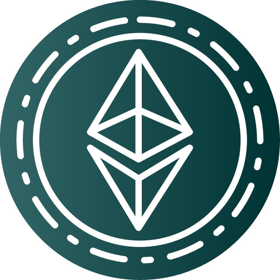 Ethereum Coin Glyph Gradient Icon vector