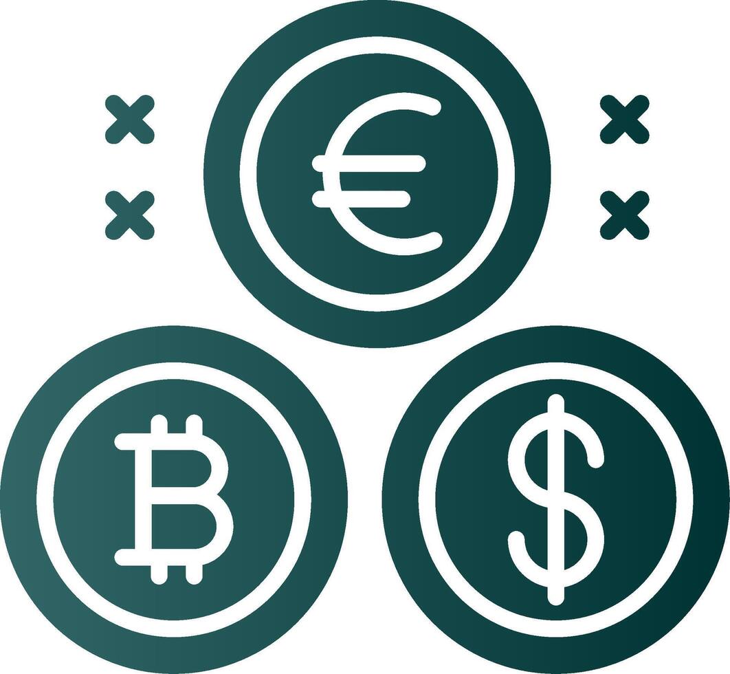 Cryptocurrency Coins Glyph Gradient Icon vector