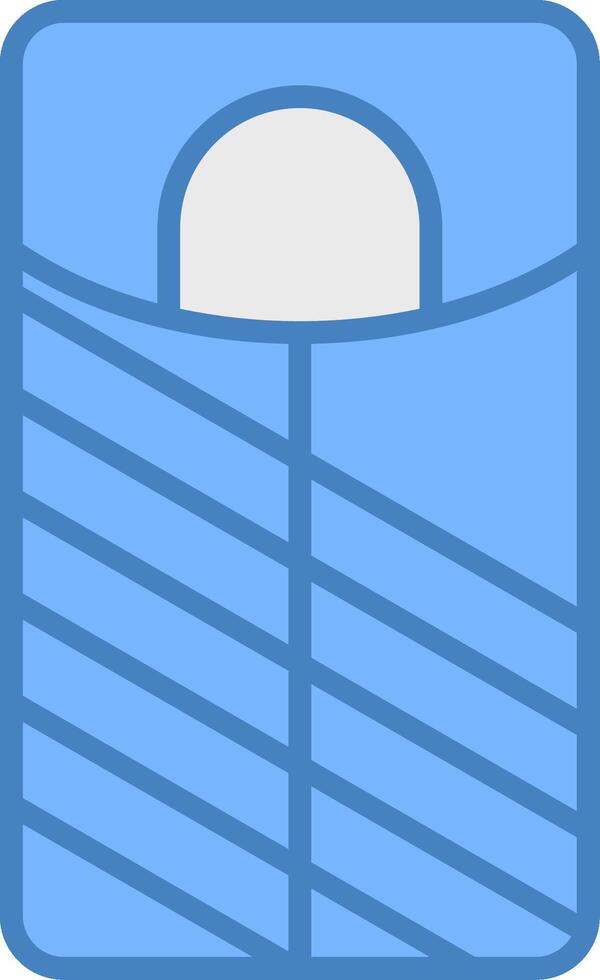 dormido bolso línea lleno azul icono vector