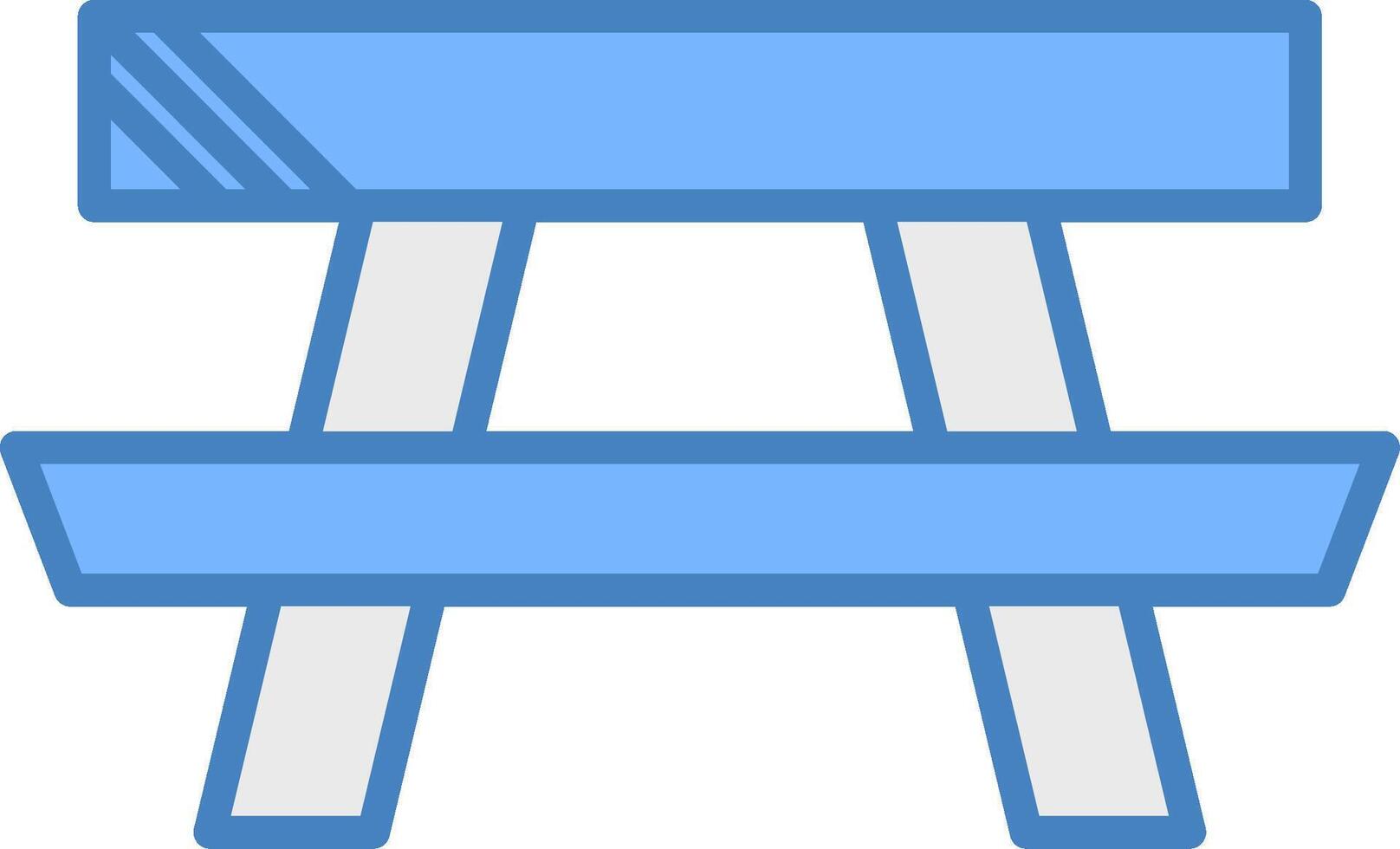 Picnic Table Line Filled Blue Icon vector
