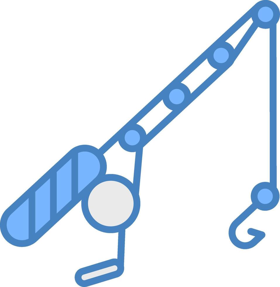 Fishing Hook Line Filled Blue Icon vector