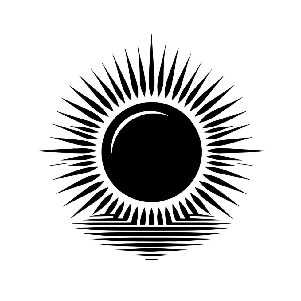 Black and White Illustration of the sun vector