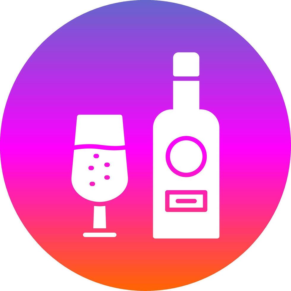 vino botella glifo degradado circulo icono diseño vector