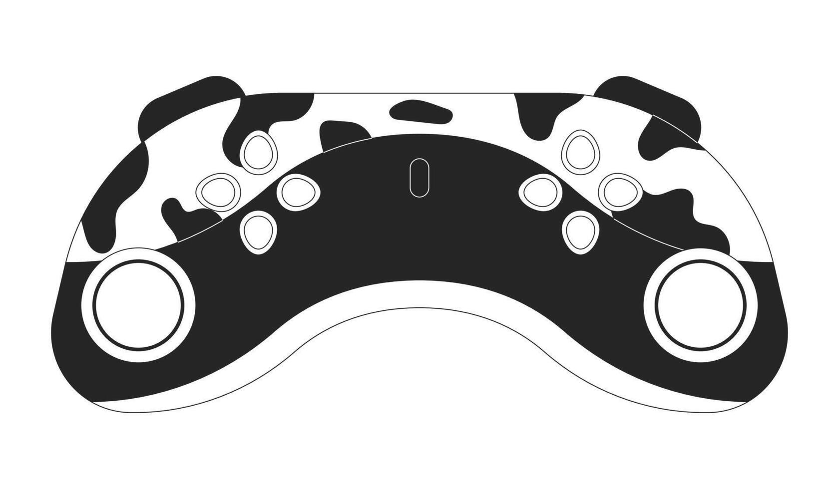 Controller joystick black and white 2D line cartoon object. Gaming console isolated outline item. game device. Gamer gadget. Buttons gamepad game monochromatic flat spot illustration vector