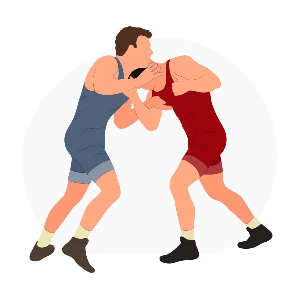 Two wrestlers in wrestling vector