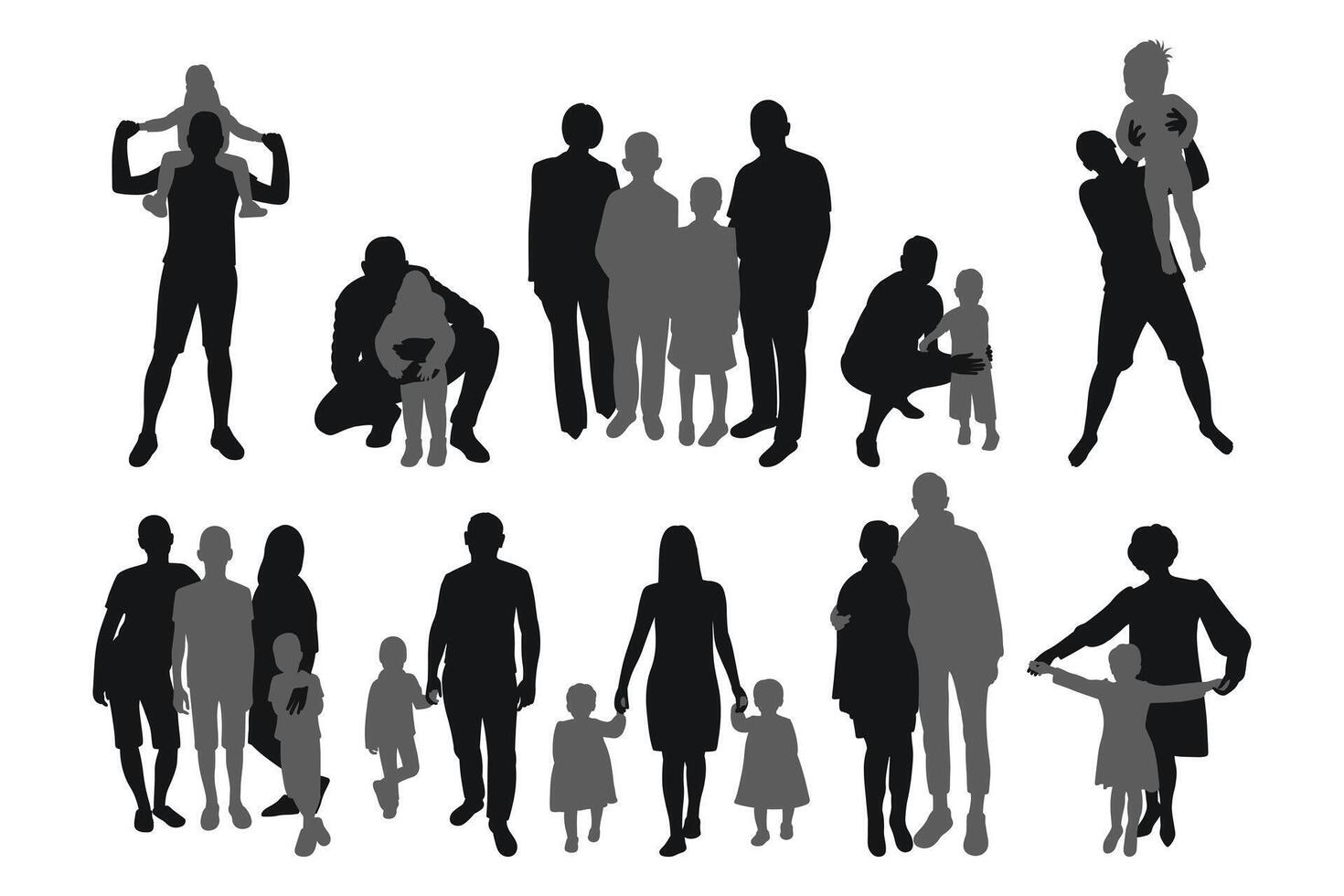 Group of families, parents and children vector