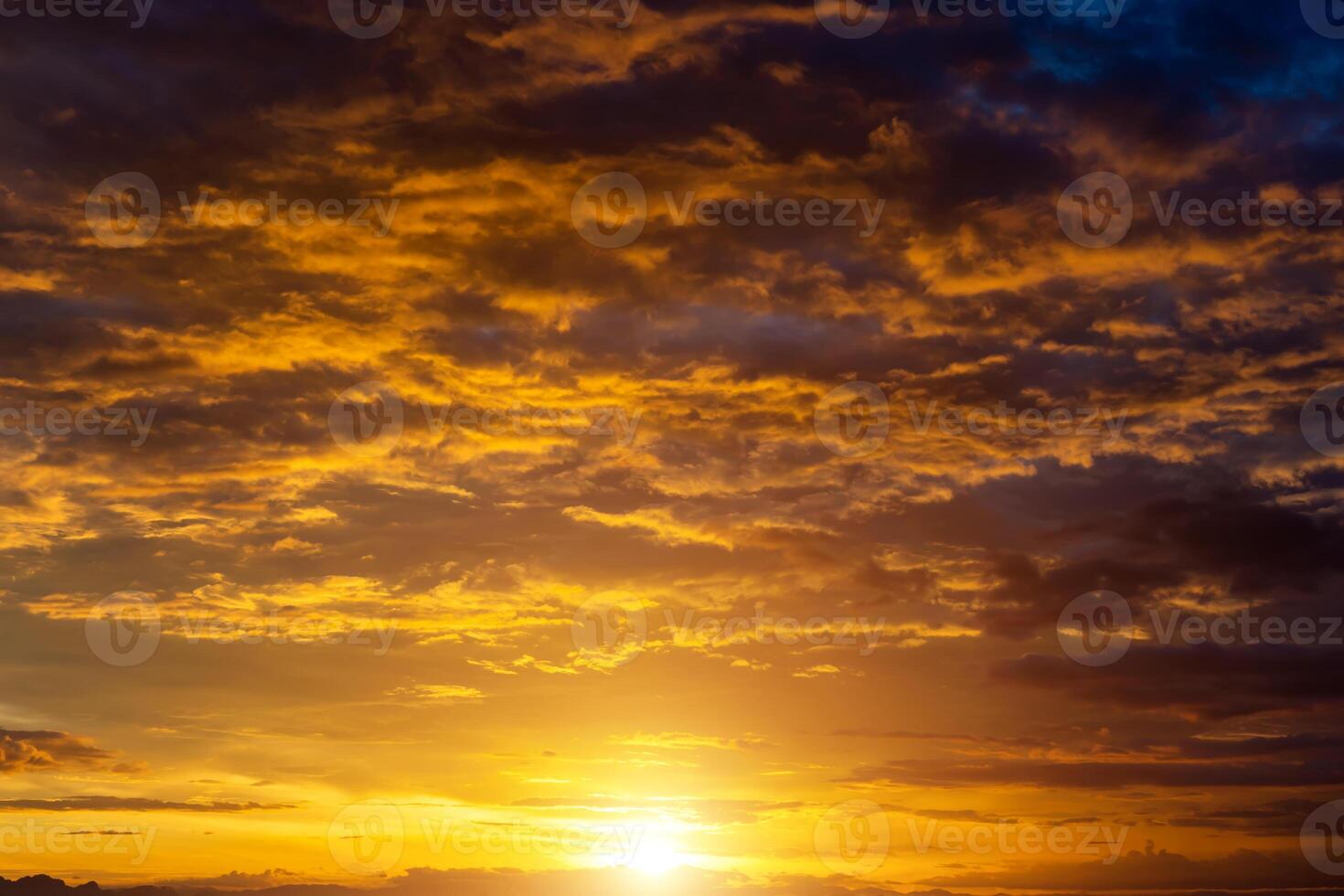 Golden hour of sunset sky photo