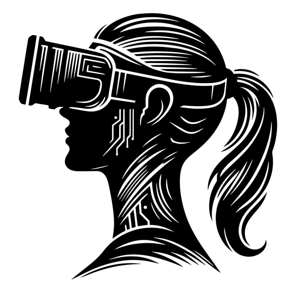 Black and White Illustration of VR Glasses Headset vector