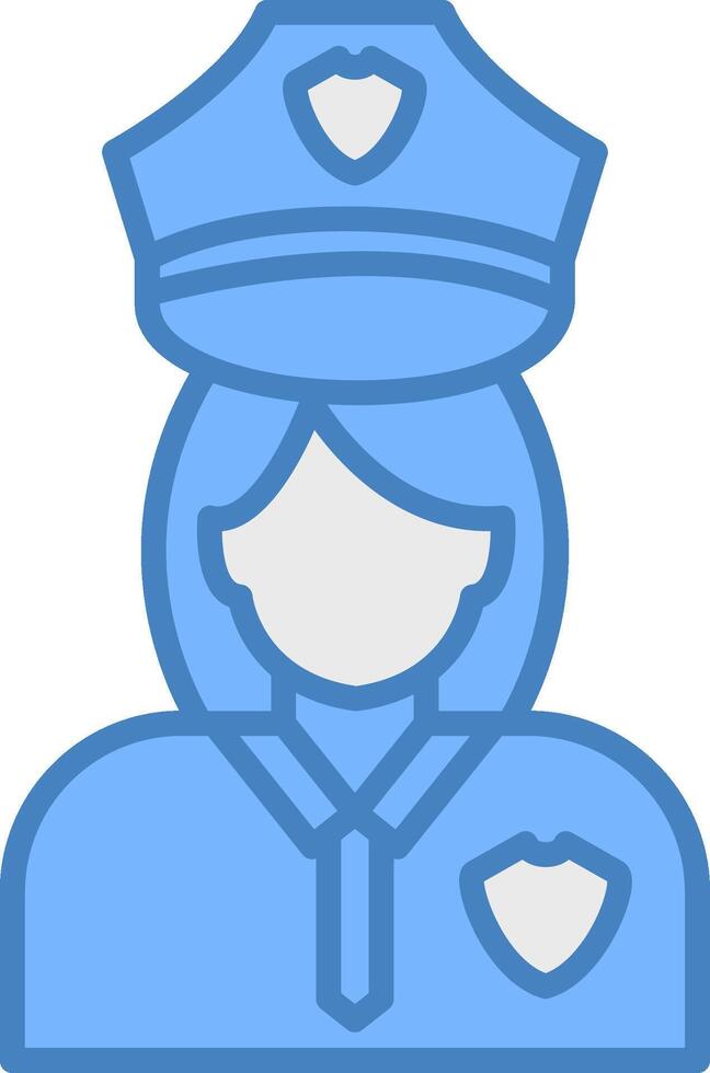Police Woman Line Filled Blue Icon vector