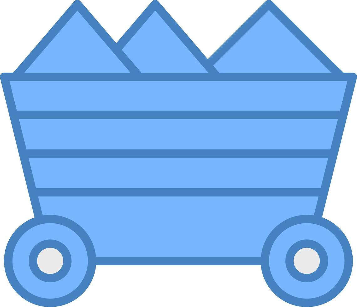 Mining Cart Line Filled Blue Icon vector