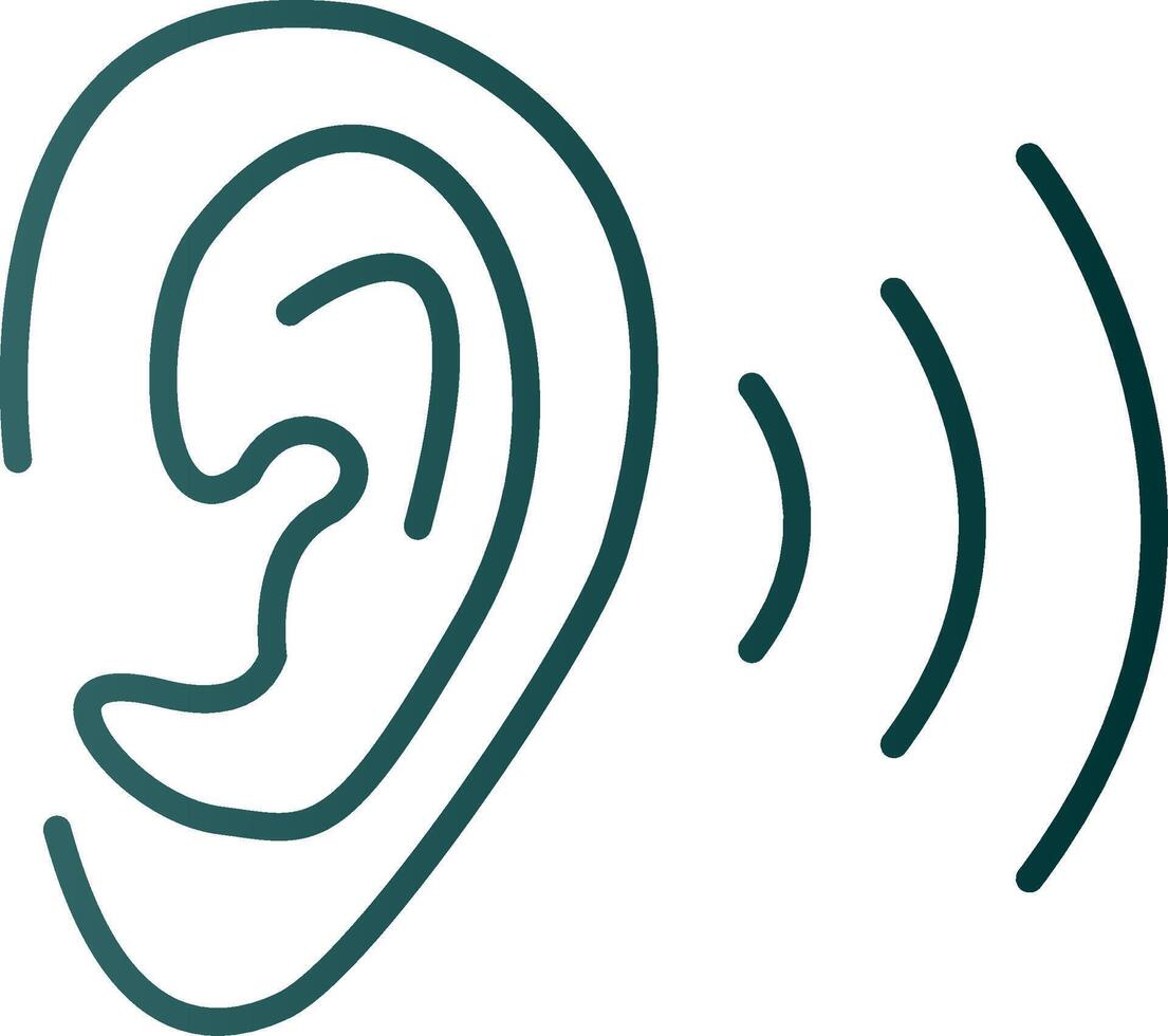 Ear Line Gradient Icon vector