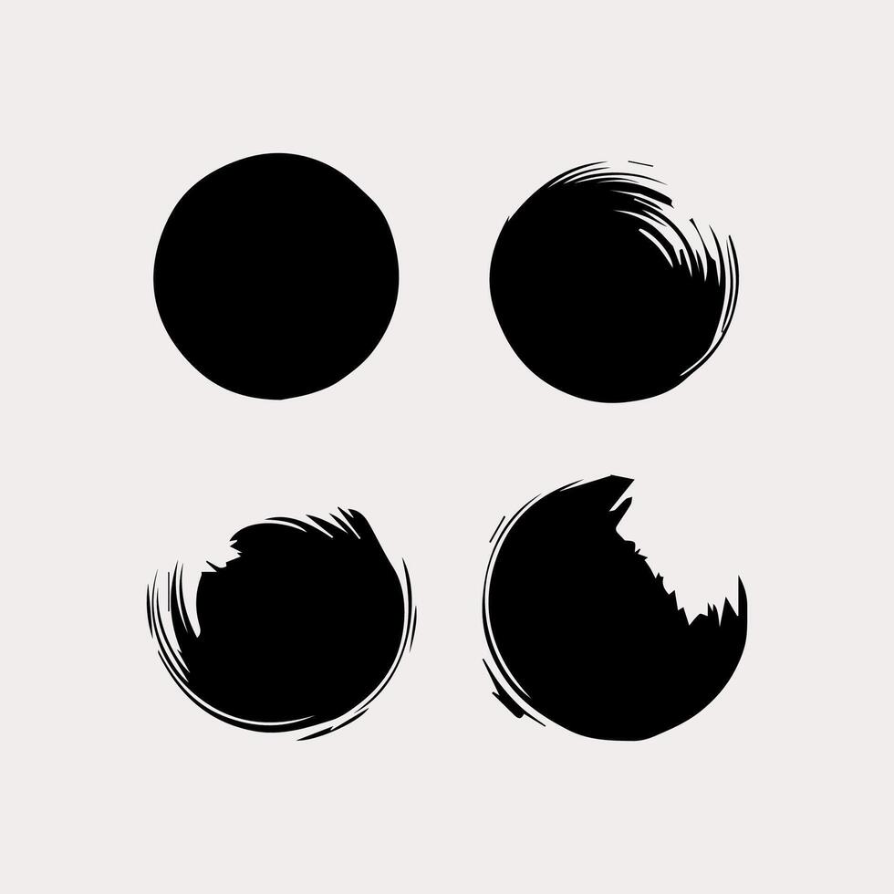 Black round button. Hand painted ink blob. Hand drawn grunge circle. Graphic design element for web, corporate identity, cards, prints vector
