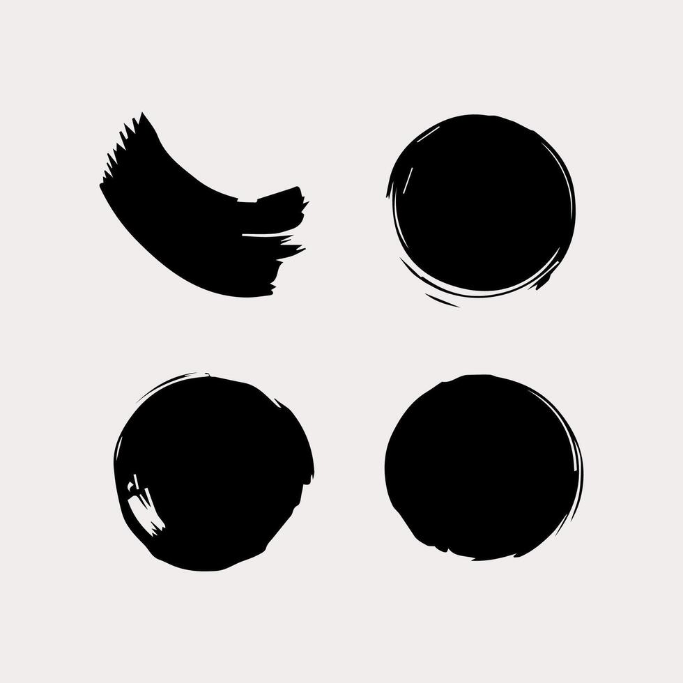 Black round button. Hand painted ink blob. Hand drawn grunge circle. Graphic design element for web, corporate identity, cards, prints vector