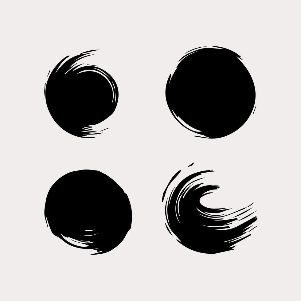 Black round button. Hand painted ink blob. Hand drawn grunge circle. Graphic design element for web, corporate identity, cards, prints vector