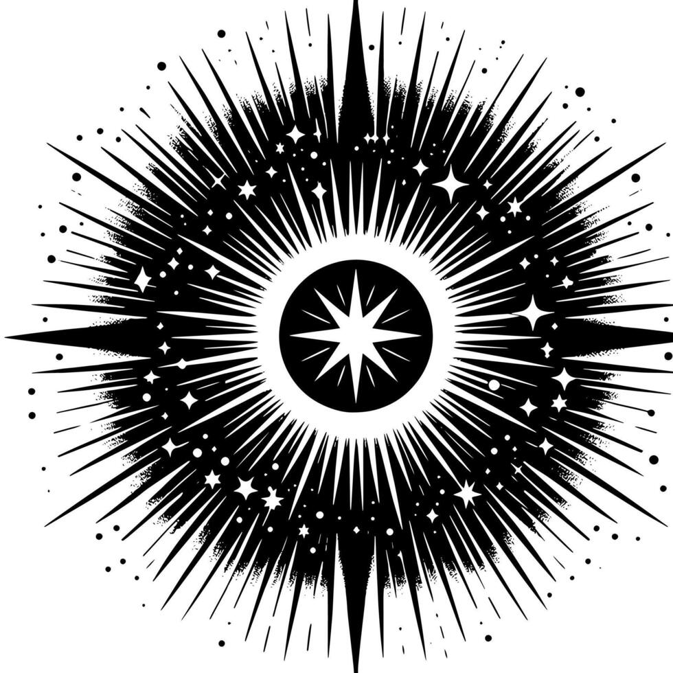 Black and White Illustration of the sun vector