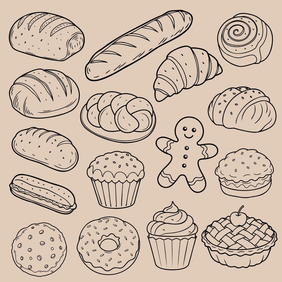 artesano panadería productos ilustración vector