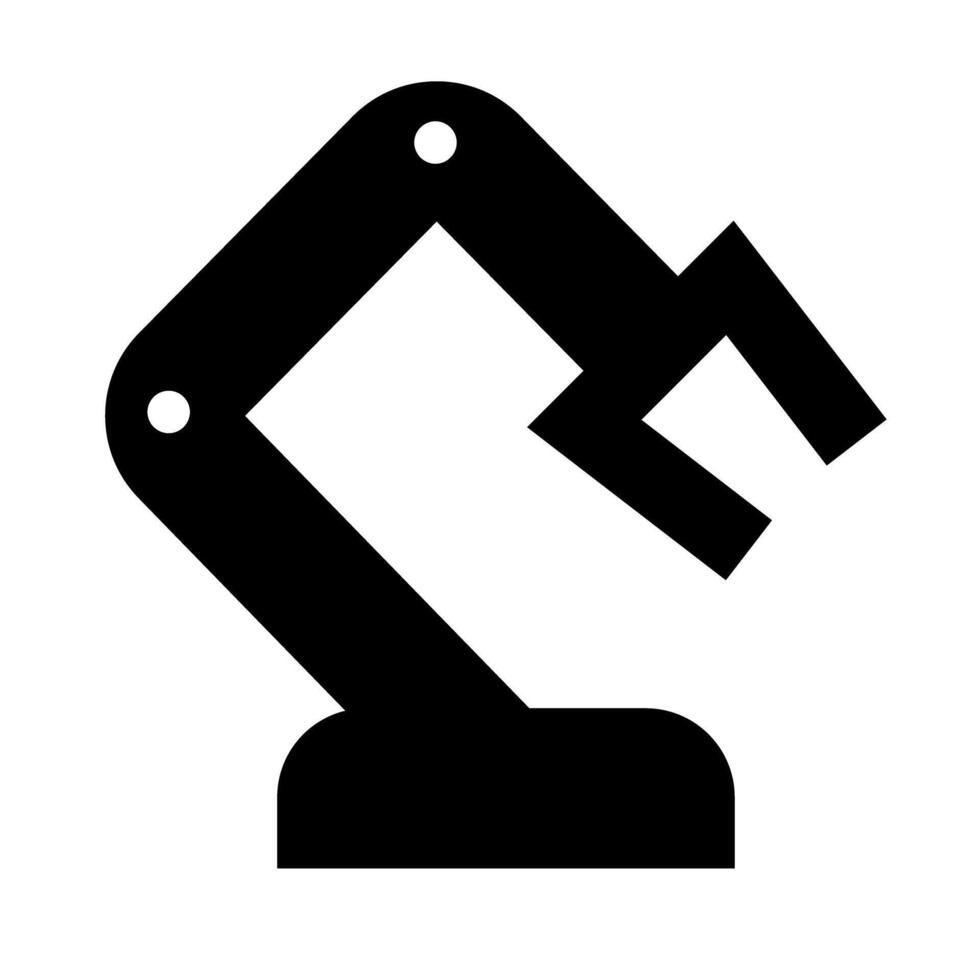 Robot arm industrial machinery silhouette icon. Manufacturing automation. vector