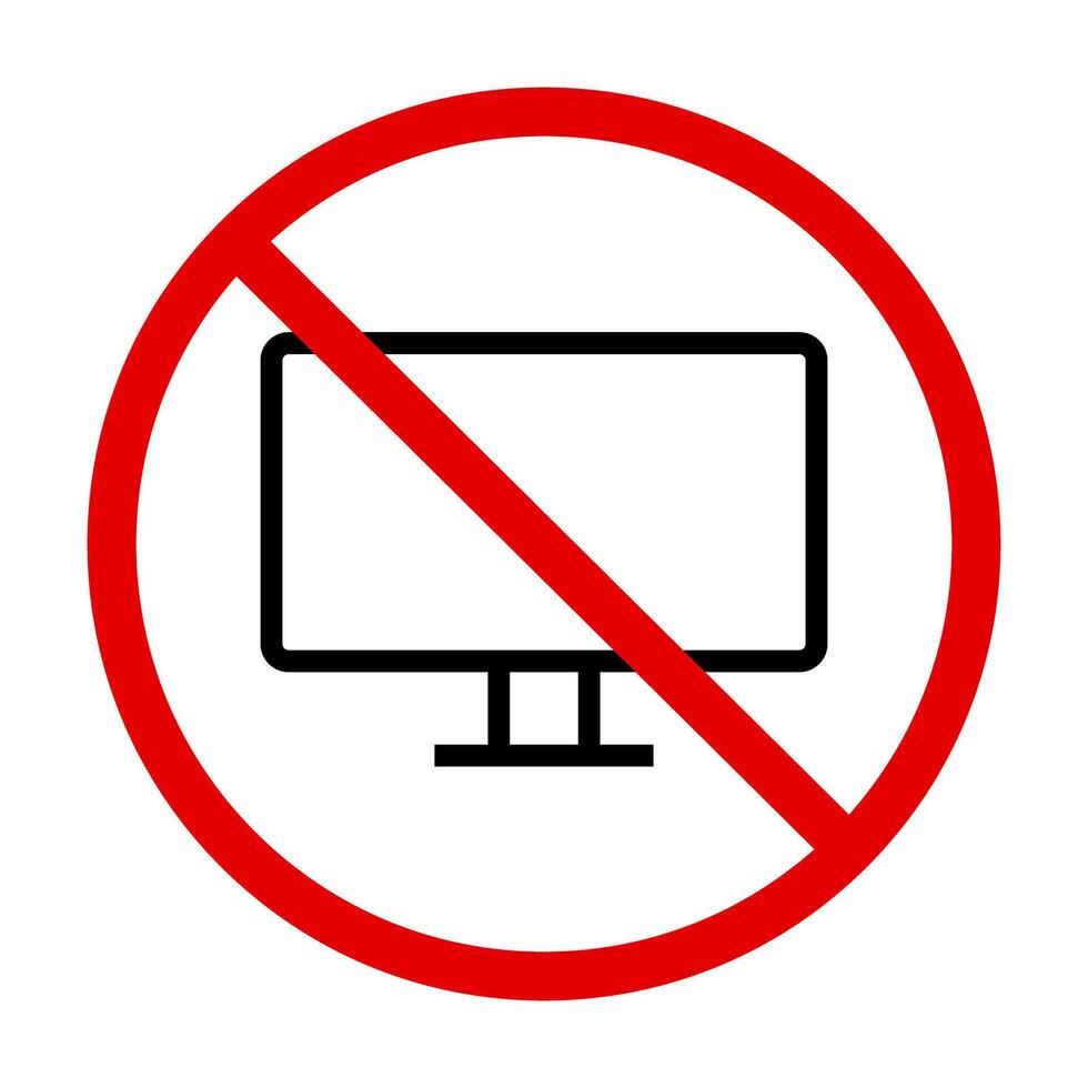 No computer allowed sign. vector