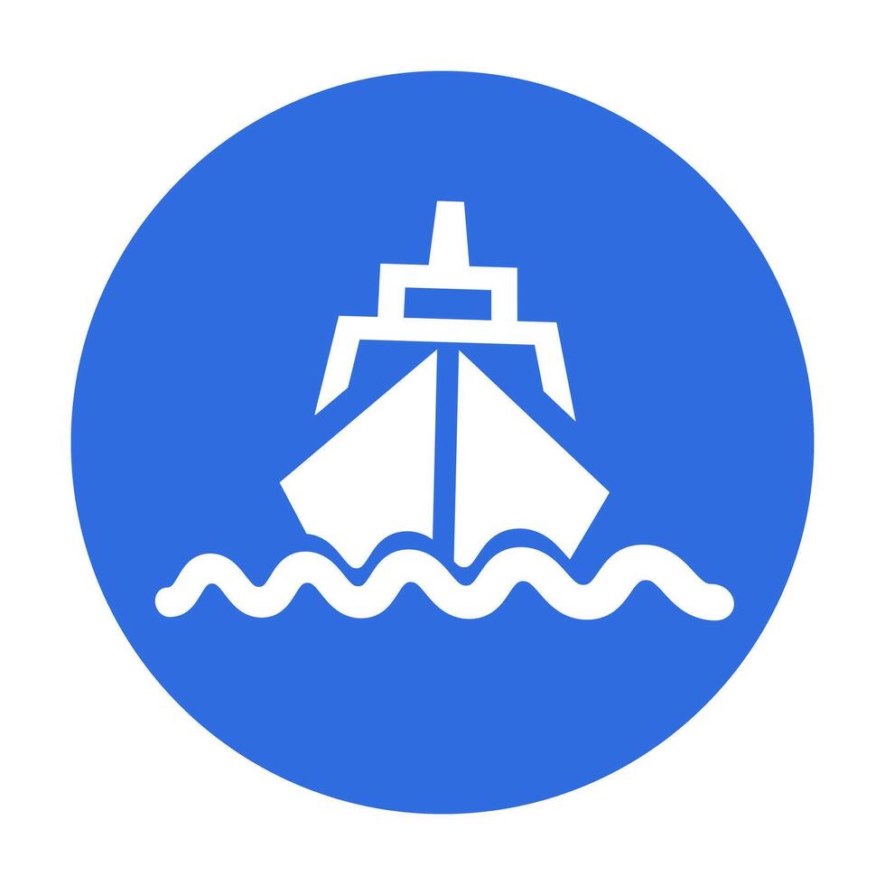 Ship across the sea symbol. Shipping industry and cruise. vector
