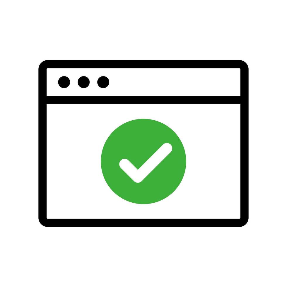 Browser window and check mark icon. vector