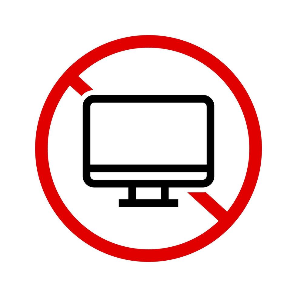 Computer prohibition icon. Computer restrictions. vector