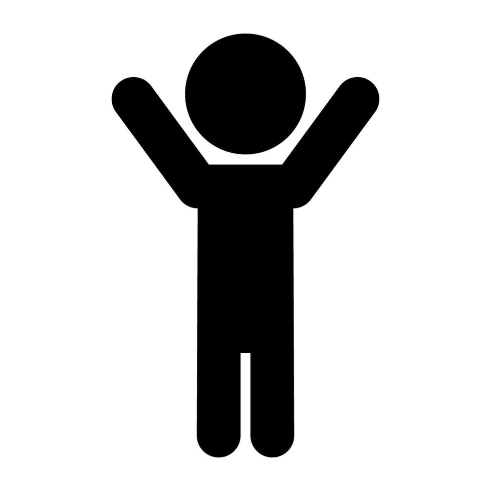 Hooray person silhouette icon. Banzai. vector
