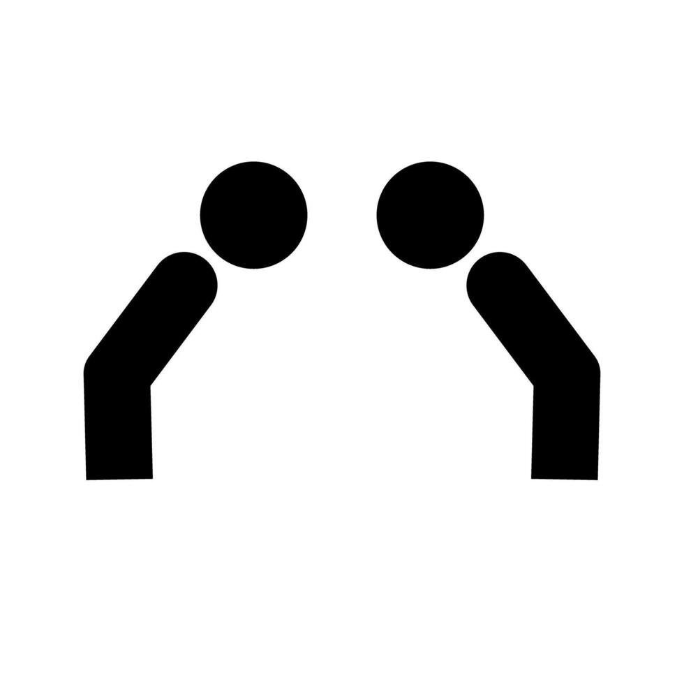 Silhouette icon of two people bowing. Japanese greeting. vector