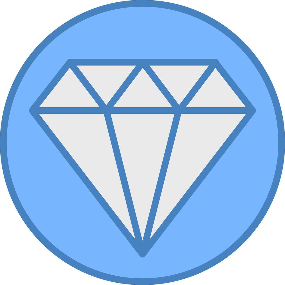 Diamond Line Filled Blue Icon vector