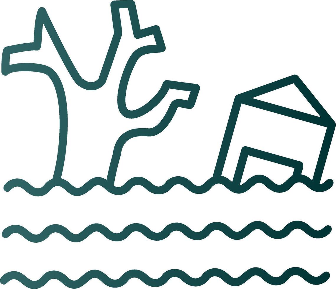 Flood Line Gradient Icon vector