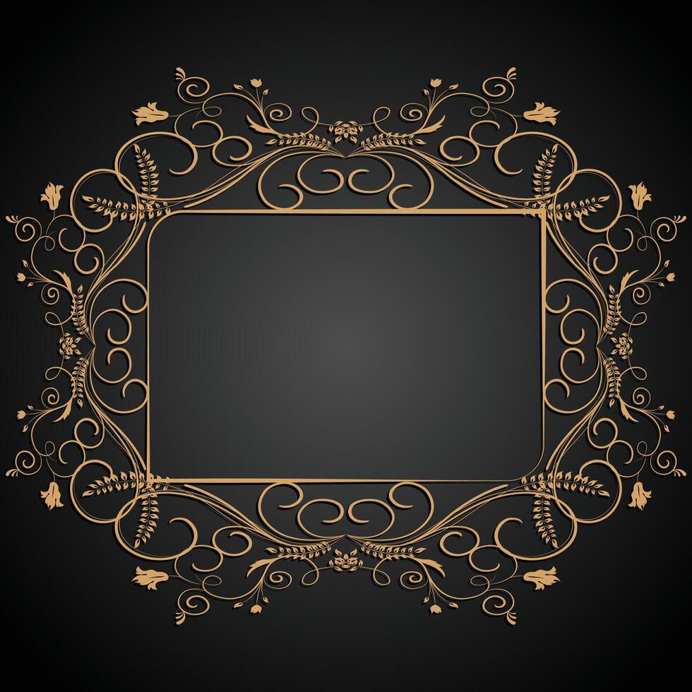 Brown Photo frame leaf, line Design background vector