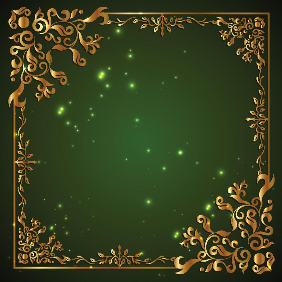 A green background with gold and green stars and a green background. vector