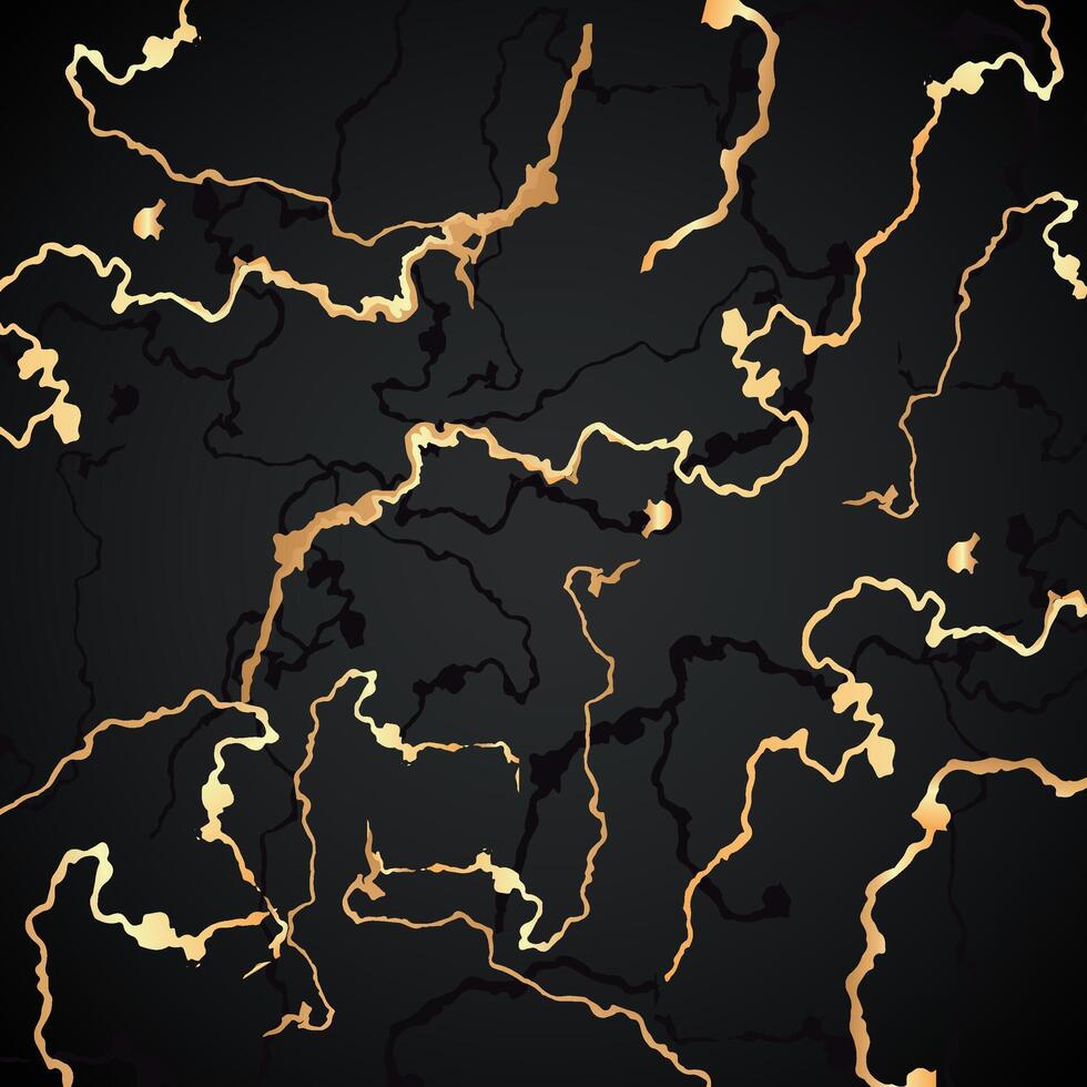 Crack Golden line and Gold marble texture Black Background vector