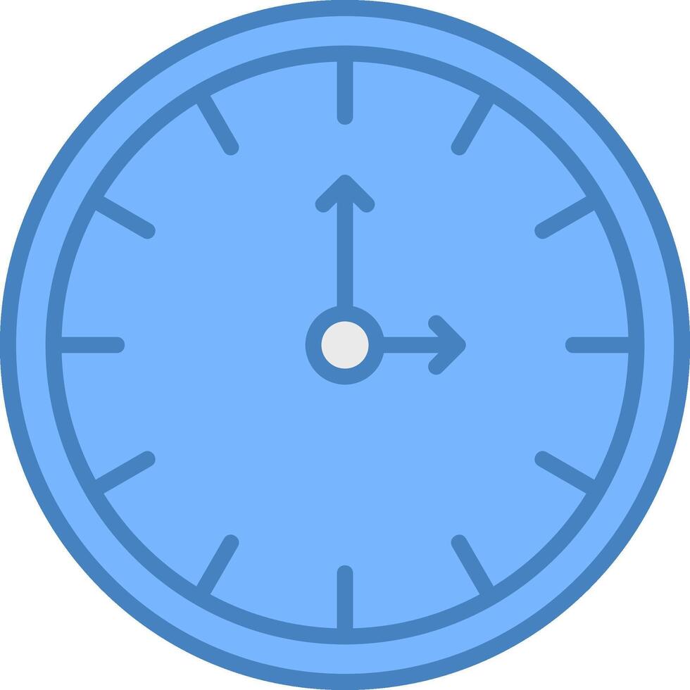 Clock Line Filled Blue Icon vector
