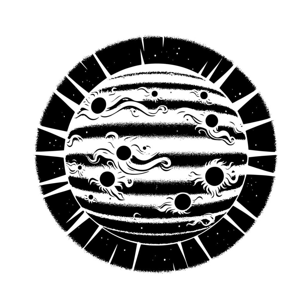 Black and White Illustration of the sun vector