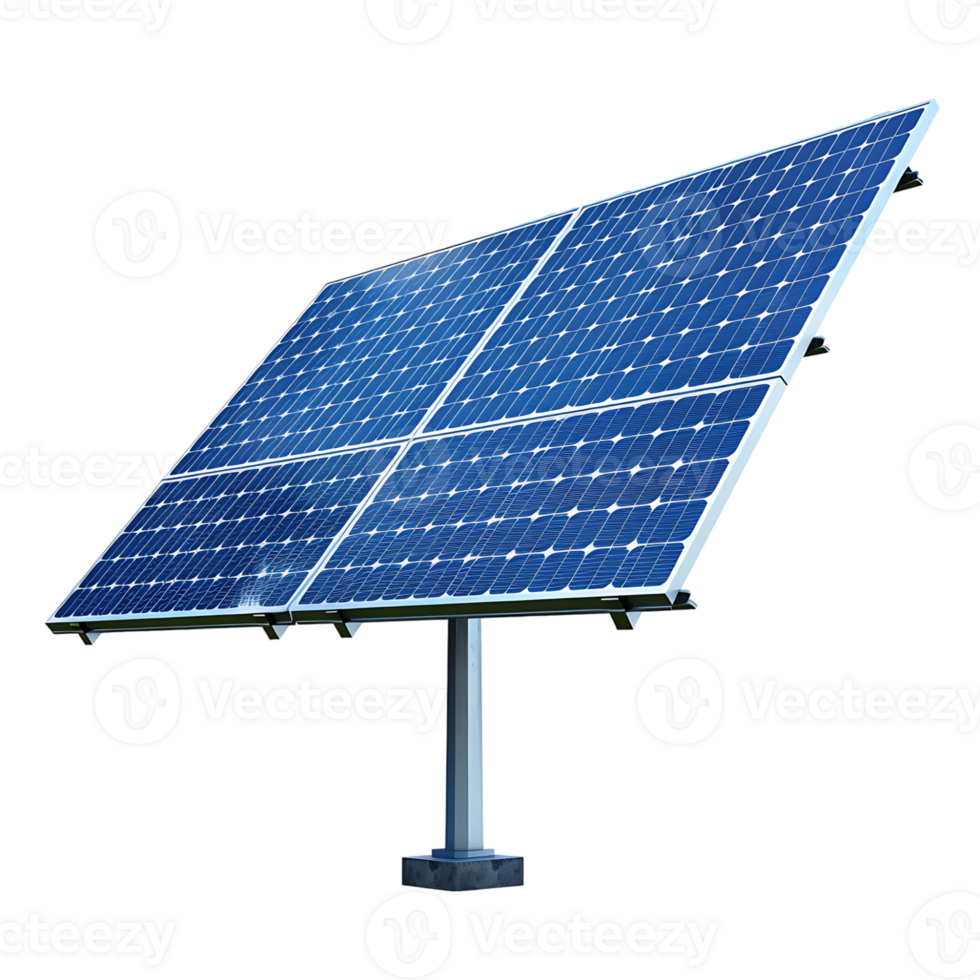 Solar panel on a pole on isolated transparent background png