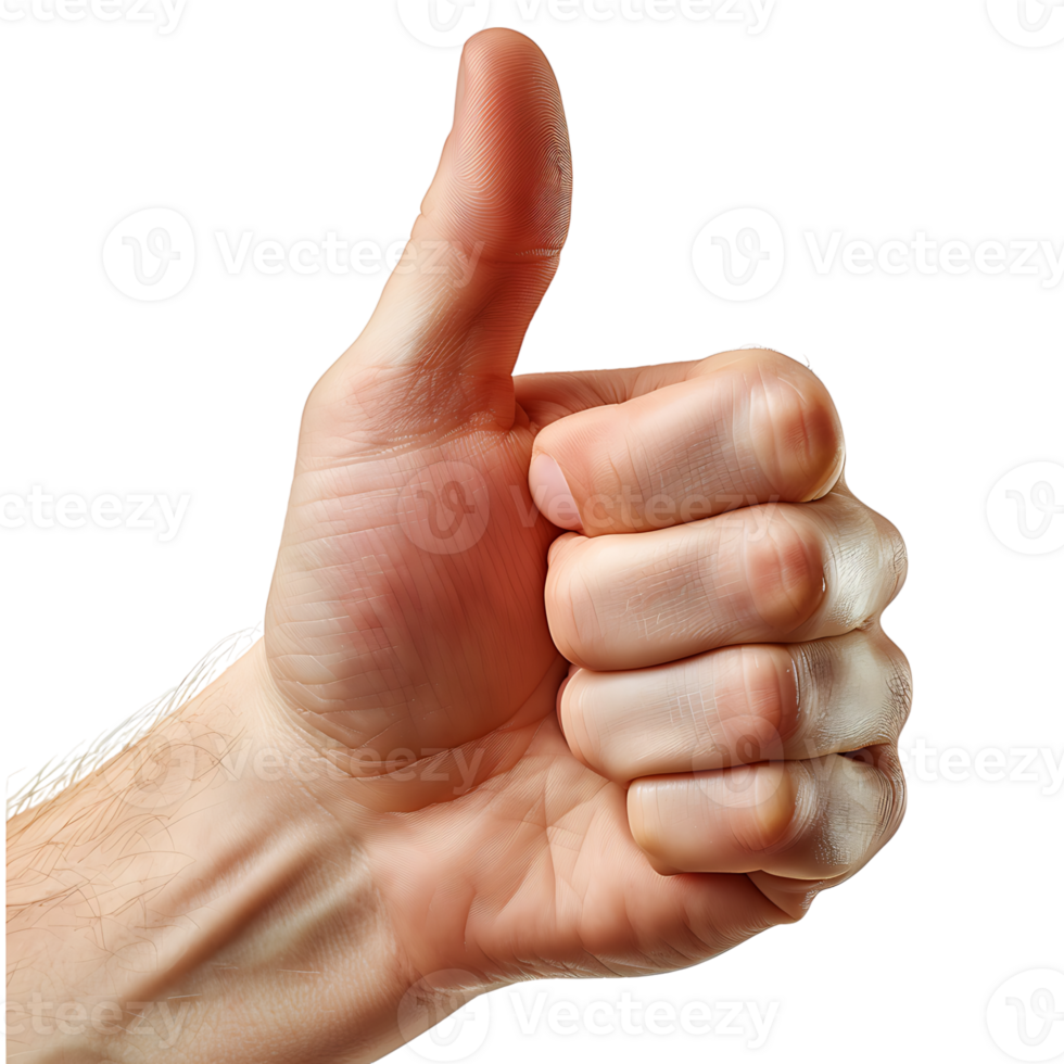 Hand thumbs up on isolated transparent background png