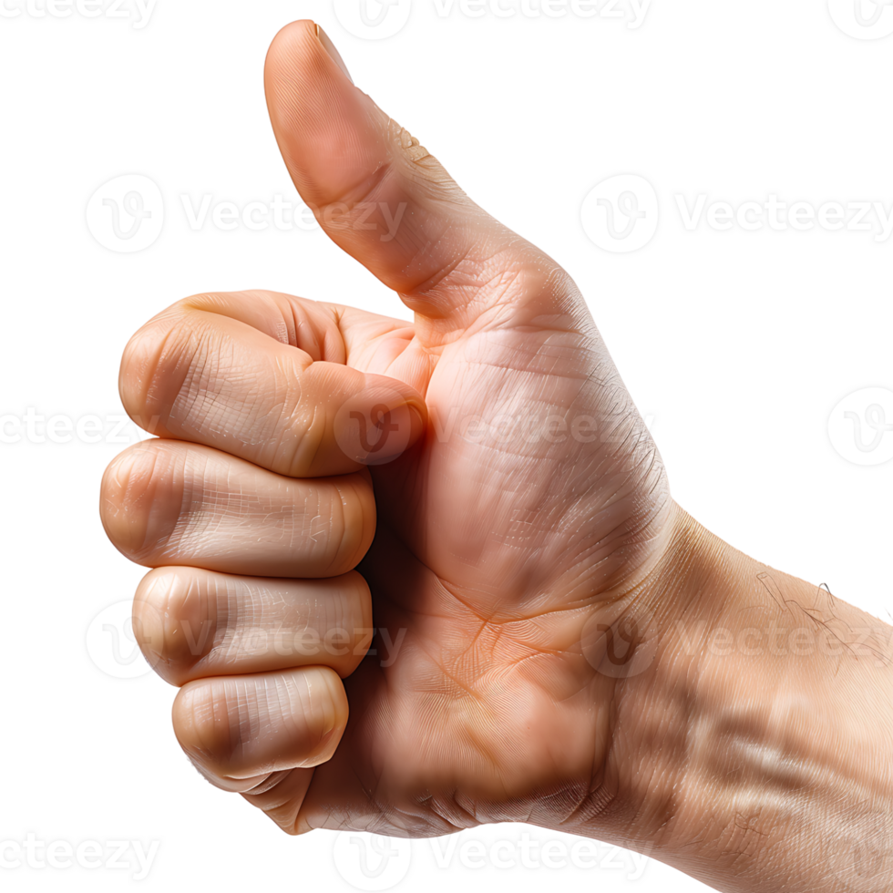 Hand thumbs up on isolated transparent background png