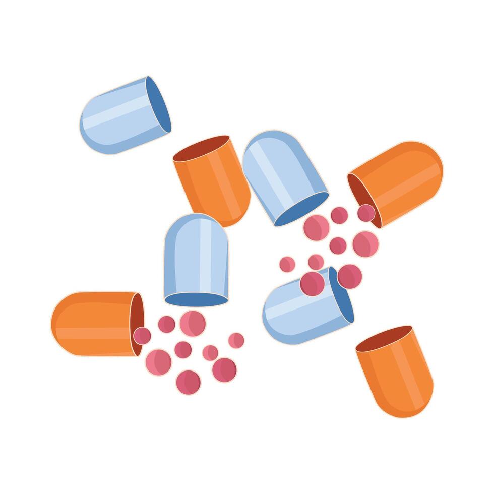 illustration of open capsule vector